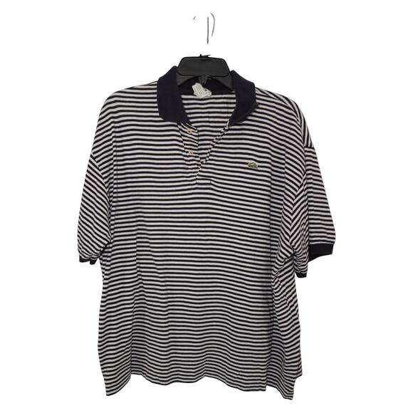 Vintage Lacoste Polo Shirt Size 8 Oversized 2XL Navy White Striped Made i France - Picture 2 of 9